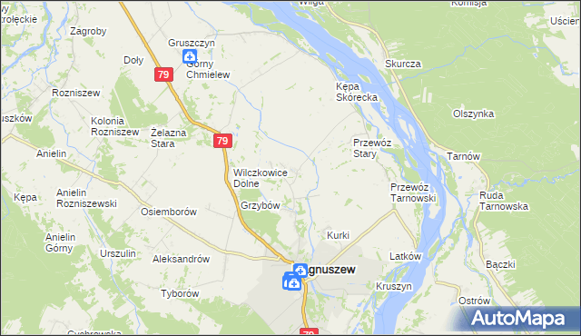 mapa Wólka Tarnowska gmina Magnuszew, Wólka Tarnowska gmina Magnuszew na mapie Targeo