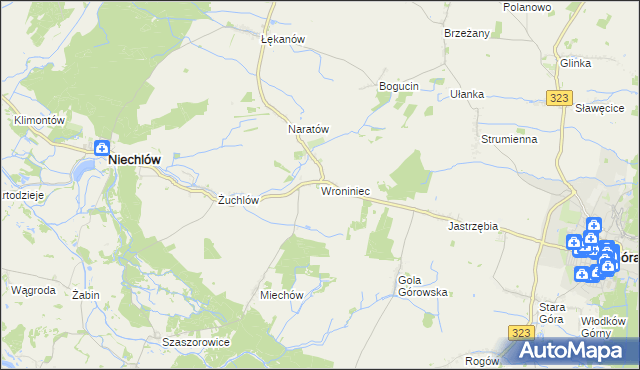mapa Wroniniec, Wroniniec na mapie Targeo