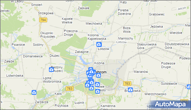 mapa Wymysłów gmina Wolbrom, Wymysłów gmina Wolbrom na mapie Targeo