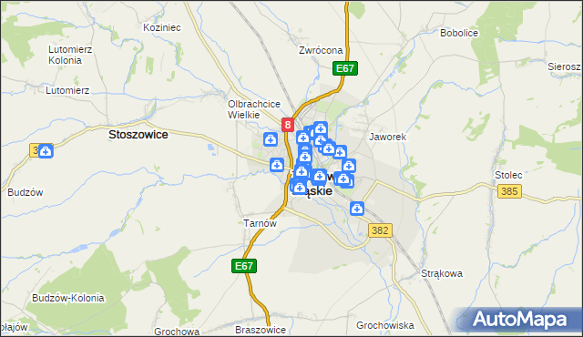 mapa Ząbkowice Śląskie, Ząbkowice Śląskie na mapie Targeo