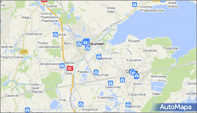 mapa Zabłocie gmina Strumień, Zabłocie gmina Strumień na mapie Targeo