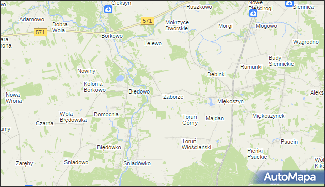 mapa Zaborze gmina Nasielsk, Zaborze gmina Nasielsk na mapie Targeo