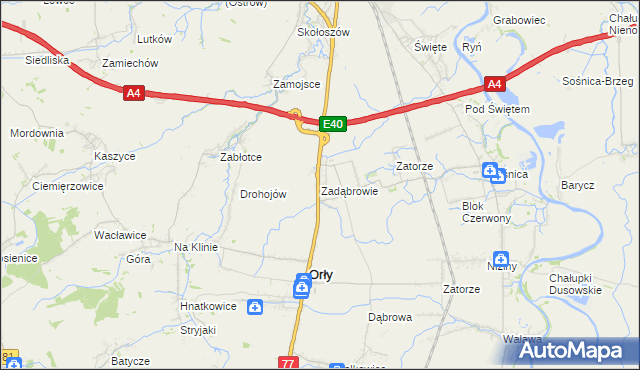 mapa Zadąbrowie gmina Orły, Zadąbrowie gmina Orły na mapie Targeo