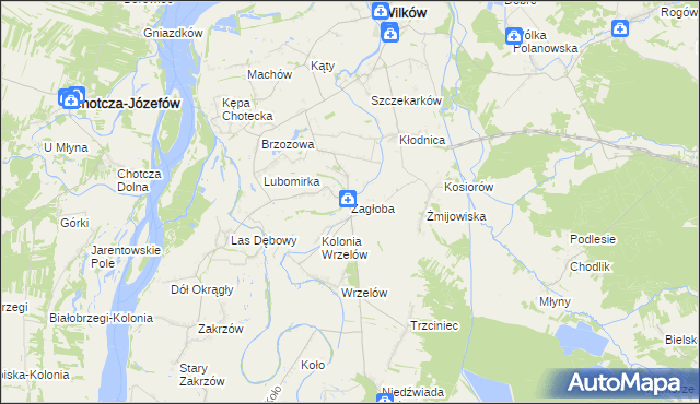mapa Zagłoba gmina Wilków, Zagłoba gmina Wilków na mapie Targeo
