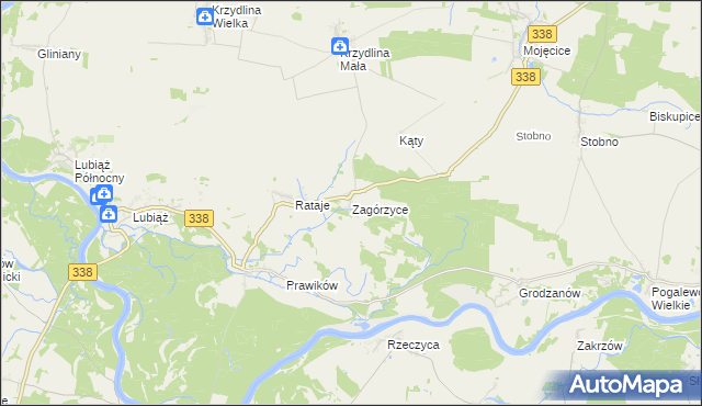 mapa Zagórzyce gmina Wołów, Zagórzyce gmina Wołów na mapie Targeo