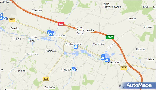 mapa Zagrody gmina Garbów, Zagrody gmina Garbów na mapie Targeo