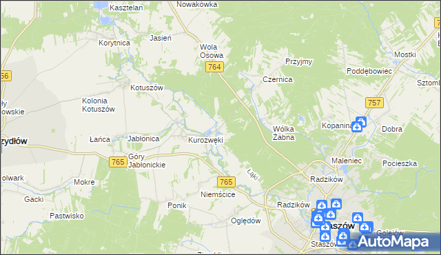 mapa Zagrody gmina Staszów, Zagrody gmina Staszów na mapie Targeo