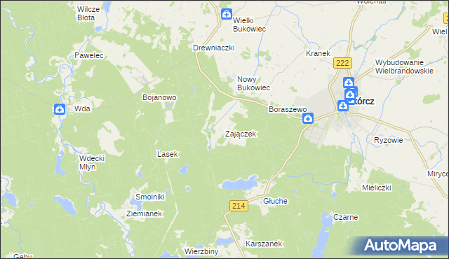 mapa Zajączek gmina Skórcz, Zajączek gmina Skórcz na mapie Targeo