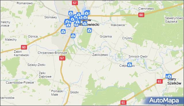 mapa Zakliczewo, Zakliczewo na mapie Targeo