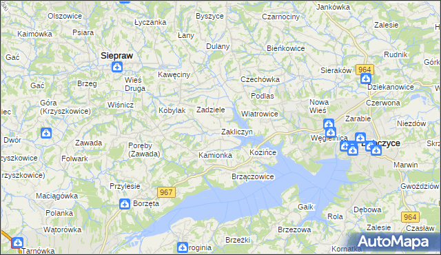 mapa Zakliczyn gmina Siepraw, Zakliczyn gmina Siepraw na mapie Targeo