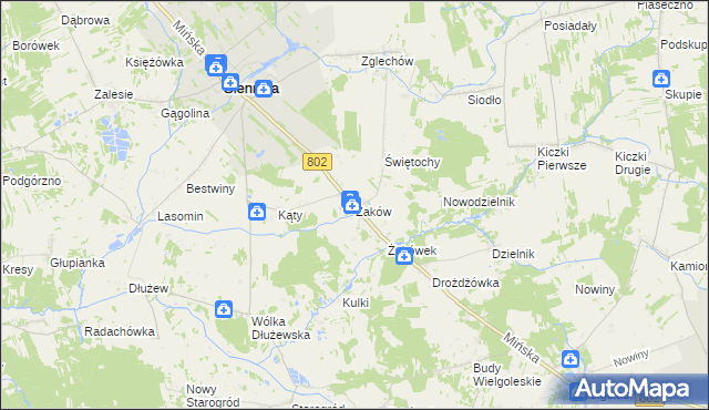 mapa Żaków, Żaków na mapie Targeo
