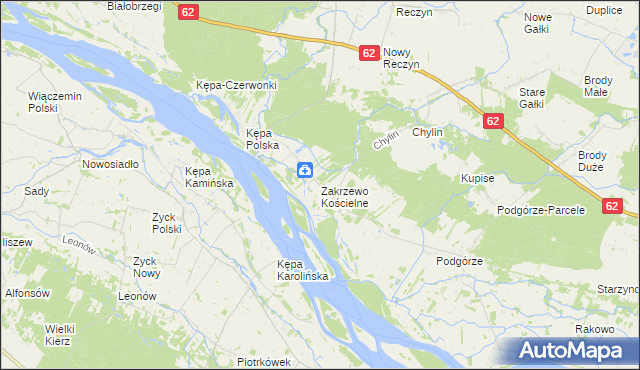 mapa Zakrzewo Kościelne, Zakrzewo Kościelne na mapie Targeo