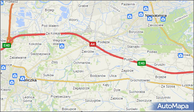 mapa Zakrzowiec, Zakrzowiec na mapie Targeo
