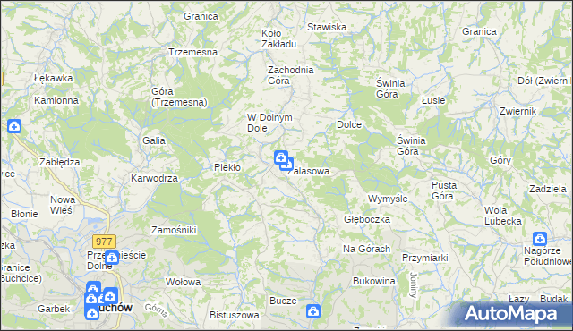 mapa Zalasowa, Zalasowa na mapie Targeo