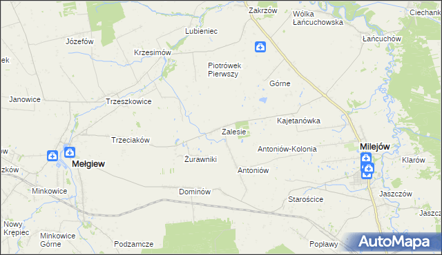 mapa Zalesie gmina Milejów, Zalesie gmina Milejów na mapie Targeo