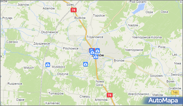 mapa Żarnów powiat opoczyński, Żarnów powiat opoczyński na mapie Targeo