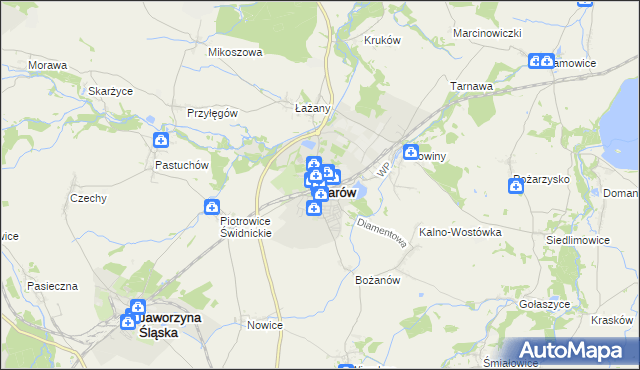 mapa Żarów powiat świdnicki, Żarów powiat świdnicki na mapie Targeo