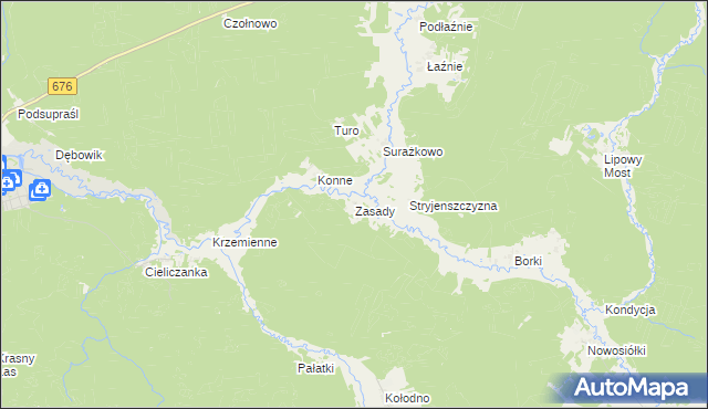 mapa Zasady gmina Gródek, Zasady gmina Gródek na mapie Targeo