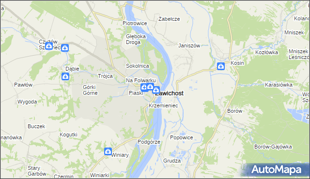 mapa Zawichost, Zawichost na mapie Targeo