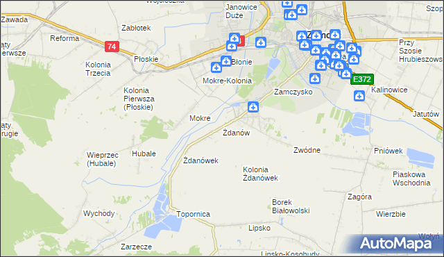 mapa Żdanów gmina Zamość, Żdanów gmina Zamość na mapie Targeo