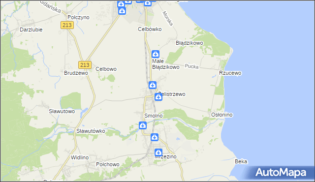 mapa Żelistrzewo, Żelistrzewo na mapie Targeo