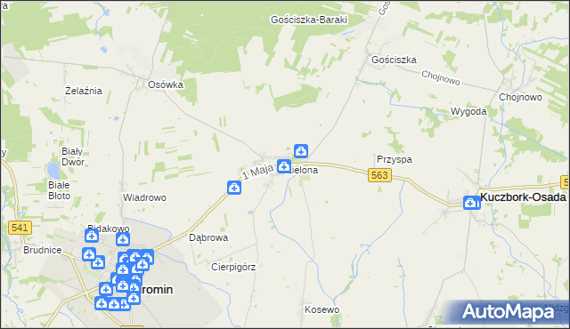 mapa Zielona gmina Kuczbork-Osada, Zielona gmina Kuczbork-Osada na mapie Targeo