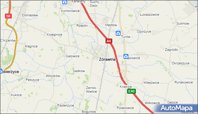 mapa Żórawina, Żórawina na mapie Targeo