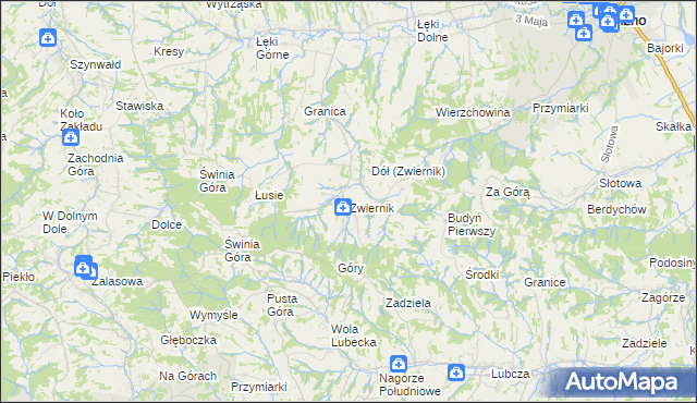 mapa Zwiernik gmina Pilzno, Zwiernik gmina Pilzno na mapie Targeo