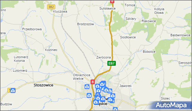 mapa Zwrócona, Zwrócona na mapie Targeo