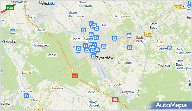 mapa Żyrardów, Żyrardów na mapie Targeo