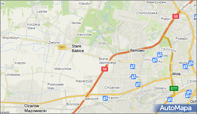 mapa Blizne Jasińskiego, Blizne Jasińskiego na mapie Targeo