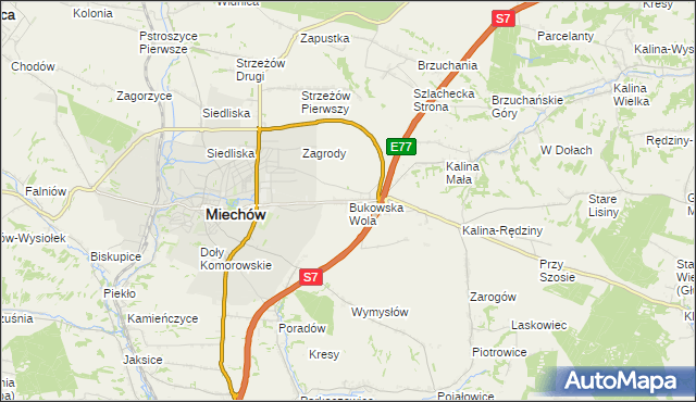 mapa Bukowska Wola, Bukowska Wola na mapie Targeo