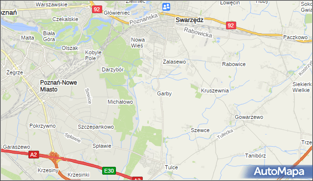 mapa Garby gmina Swarzędz, Garby gmina Swarzędz na mapie Targeo
