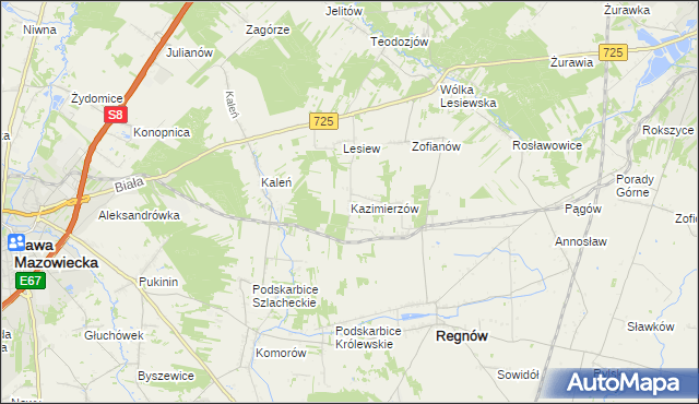 mapa Kazimierzów gmina Regnów, Kazimierzów gmina Regnów na mapie Targeo