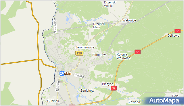 mapa Komorów gmina Gubin, Komorów gmina Gubin na mapie Targeo