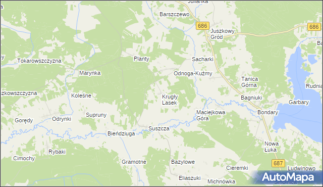 mapa Krugły Lasek, Krugły Lasek na mapie Targeo