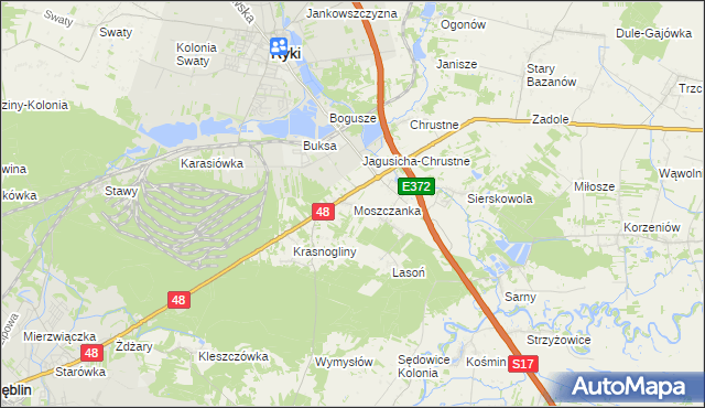 mapa Moszczanka gmina Ryki, Moszczanka gmina Ryki na mapie Targeo