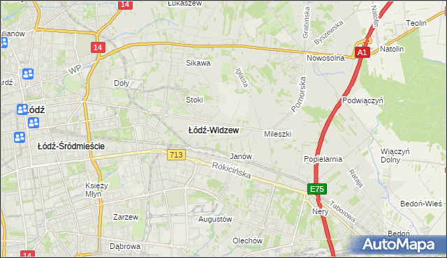 mapa Widzew, Widzew na mapie Targeo