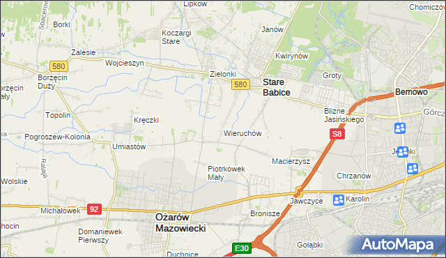 mapa Wieruchów, Wieruchów na mapie Targeo