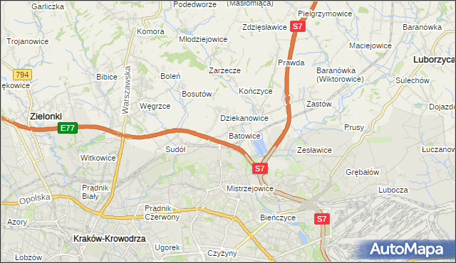 mapa Batowice, Batowice na mapie Targeo