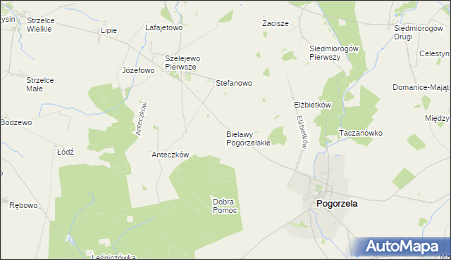 mapa Bielawy Pogorzelskie, Bielawy Pogorzelskie na mapie Targeo