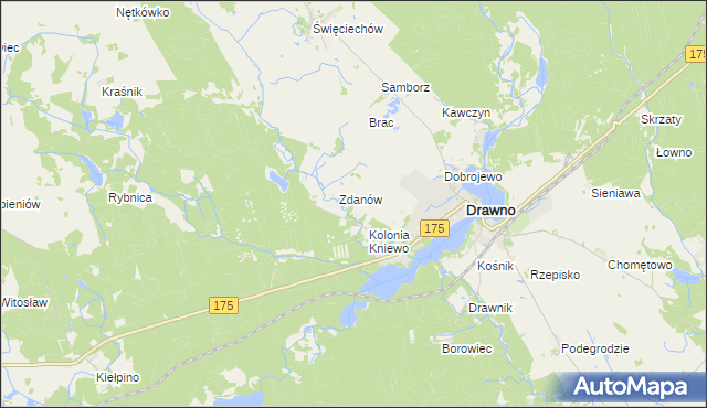 mapa Borki gmina Drawno, Borki gmina Drawno na mapie Targeo