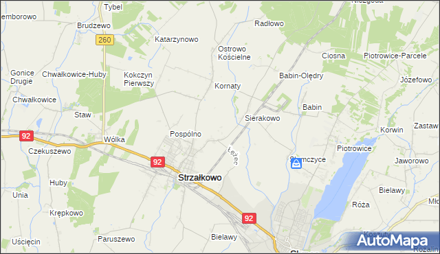 mapa Kornaty-Huby, Kornaty-Huby na mapie Targeo