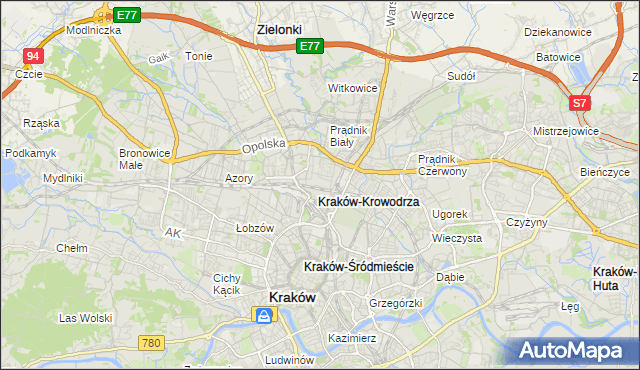 mapa Krowodrza, Krowodrza na mapie Targeo