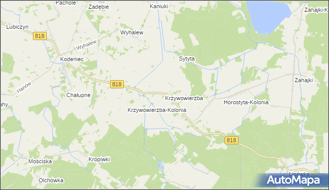 mapa Krzywowierzba, Krzywowierzba na mapie Targeo