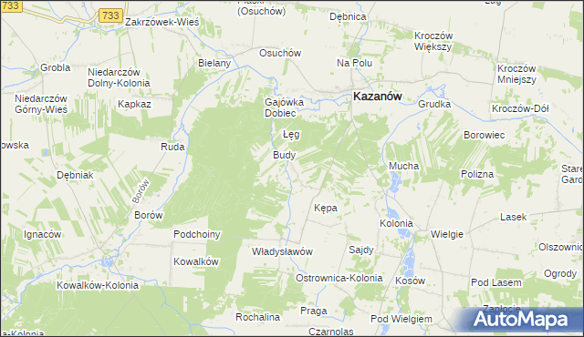 mapa Ostrówka gmina Kazanów, Ostrówka gmina Kazanów na mapie Targeo