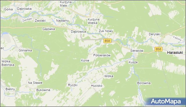 mapa Półsieraków, Półsieraków na mapie Targeo