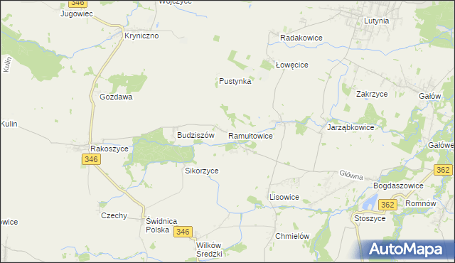 mapa Ramułtowice, Ramułtowice na mapie Targeo