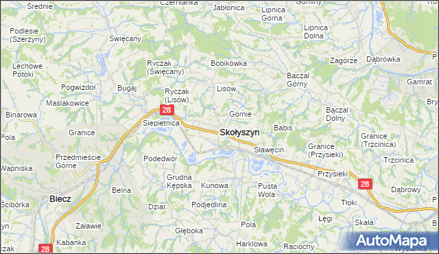 mapa Skołyszyn, Skołyszyn na mapie Targeo