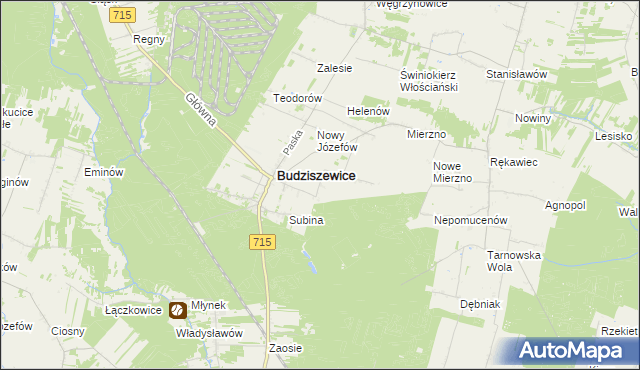 mapa Antolin gmina Budziszewice, Antolin gmina Budziszewice na mapie Targeo
